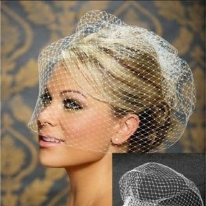 Rhinestone comb ivory Blusher  Veil